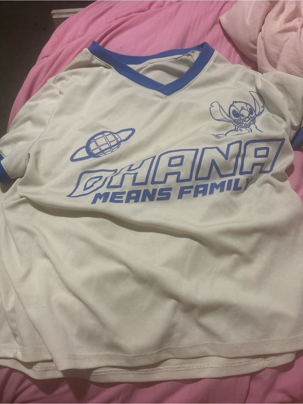 Disney White & Blue 'Ohana Means Family' Kids Tee